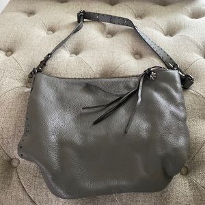 12”x14”x6”x9” gray Coach pebbled leather bucket/hobo bag used once